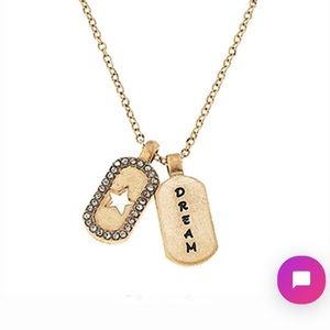 Dog tag gold tone necklace. Dream